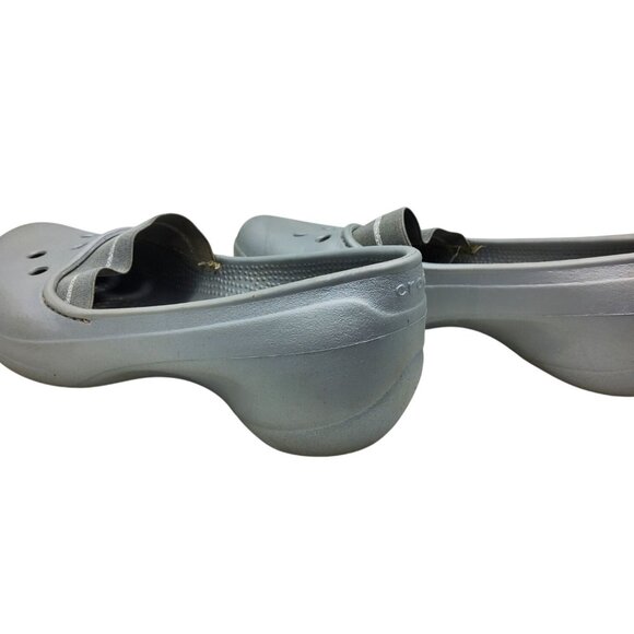 Womens Crocs On A Clock Silver Elastic Banded Classics Shoes - Picture 6 of 8